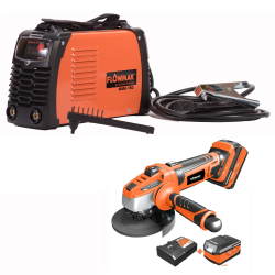 COMBO SOLDADORA INVERTER 160A+ESMERIL ANG 4.5'' 18V FLOWMAK