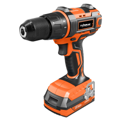 TALADRO PERCUTOR INALAMBRICO 13MM 18V CON BATERIA 2Ah+CARGADOR+SET ACC FLOWMAK