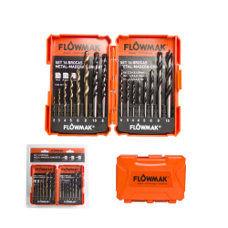 SET BROCAS PARA MADERA-METAL-CONCRETO 16PZAS FLOWMAK